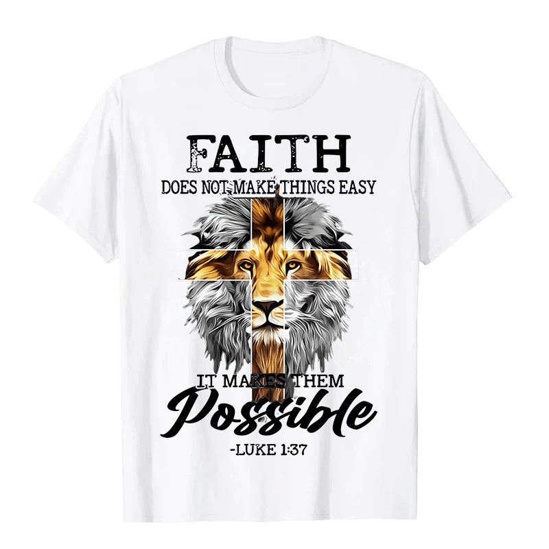 Christianartworkshop Religious Faith Lion Cross Graphic Unisex T-shirt - White - 2XL - image 3