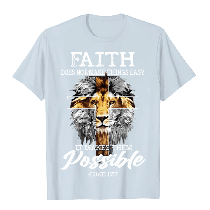 Christianartworkshop Religious Faith Lion Cross Graphic Unisex T-shirt - Blue - 2XL - image 7