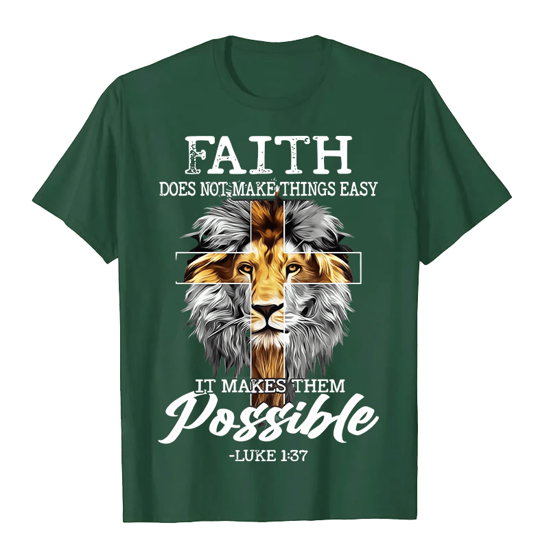 Christianartworkshop Religious Faith Lion Cross Graphic Unisex T-shirt - Dark Green - 2XL - image 6