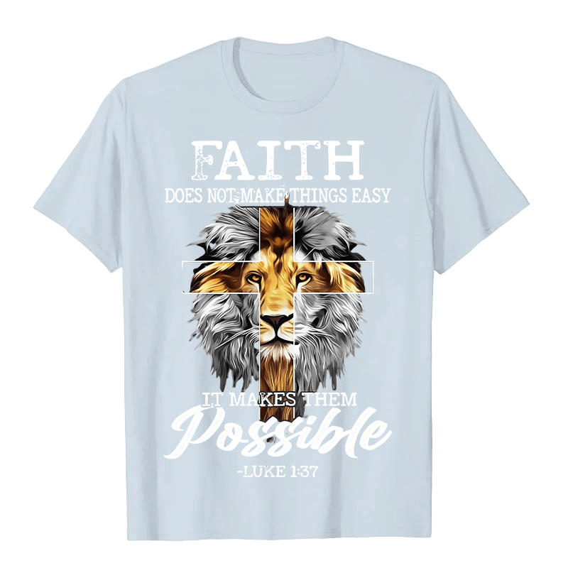 Christianartworkshop Religious Faith Lion Cross Graphic Unisex T-shirt - Blue - 2XL - image 5