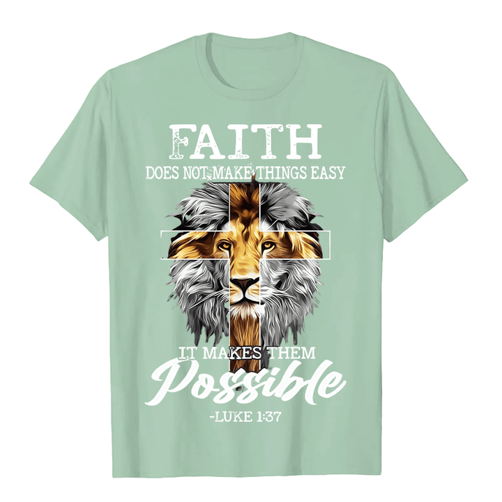 Christianartworkshop Religious Faith Lion Cross Graphic Unisex T-shirt - Light Green - 2XL - image 10
