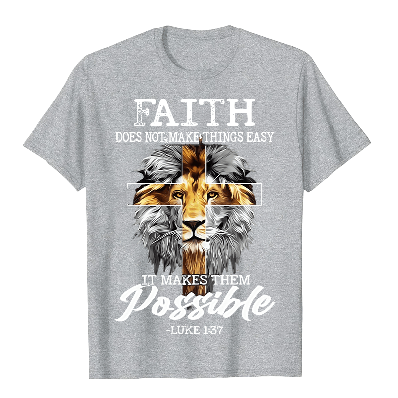 Christianartworkshop Religious Faith Lion Cross Graphic Unisex T-shirt - Grey - 2XL - image 5