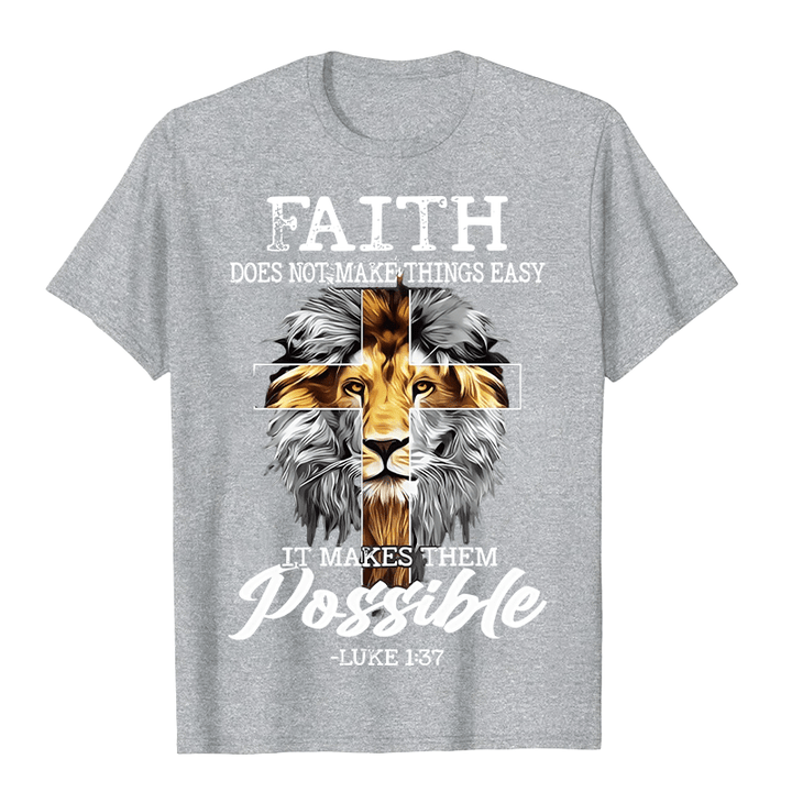Christianartworkshop Religious Faith Lion Cross Graphic Unisex T-shirt - Grey - 2XL - image 3