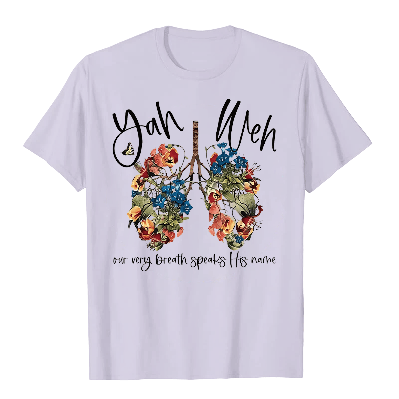 Christianartworkshop Our Very Breath Speaks His Name Floral Lung  Yahweh Unisex T-shirt - Purple - 2XL - image 6