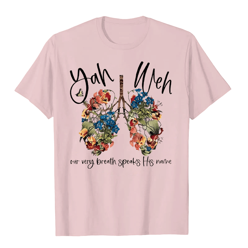 Christianartworkshop Our Very Breath Speaks His Name Floral Lung  Yahweh Unisex T-shirt - Pink - 2XL - image 7