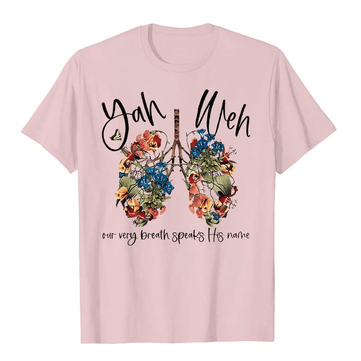 Christianartworkshop Our Very Breath Speaks His Name Floral Lung  Yahweh Unisex T-shirt - Pink - 2XL - image 7