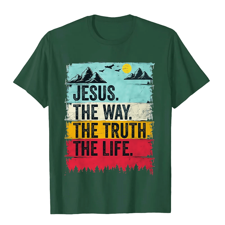 Christianartworkshop Jesus The Way The Truth The Life Unisex T-shirt - Dark Green - 2XL - image 1