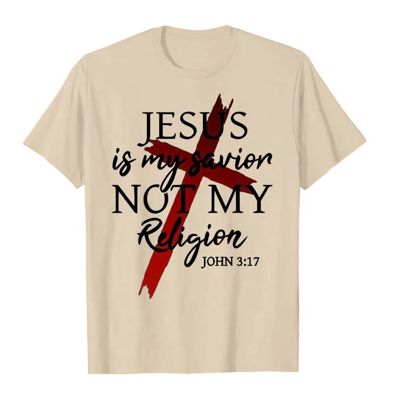 Christianartworkshop Jesus Is My Savior Not My Religion God Faith Cross Unisex T-shirt - Beige - 2XL - image 3