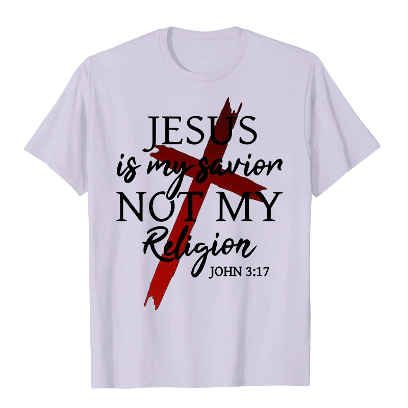 Christianartworkshop Jesus Is My Savior Not My Religion God Faith Cross Unisex T-shirt - Light Purple - 2XL - image 5