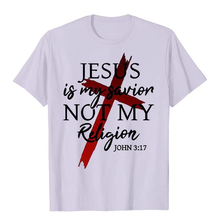 Christianartworkshop Jesus Is My Savior Not My Religion God Faith Cross Unisex T-shirt - Light Purple - 2XL - image 5