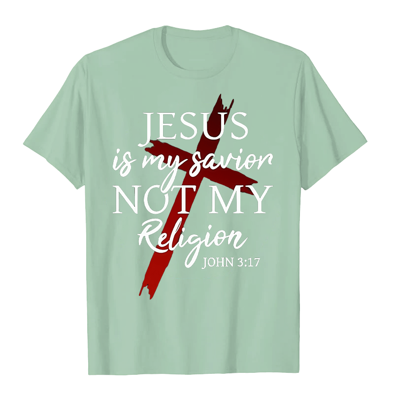 Christianartworkshop Jesus Is My Savior Not My Religion God Faith Cross Unisex T-shirt - Light Green - 2XL - image 7