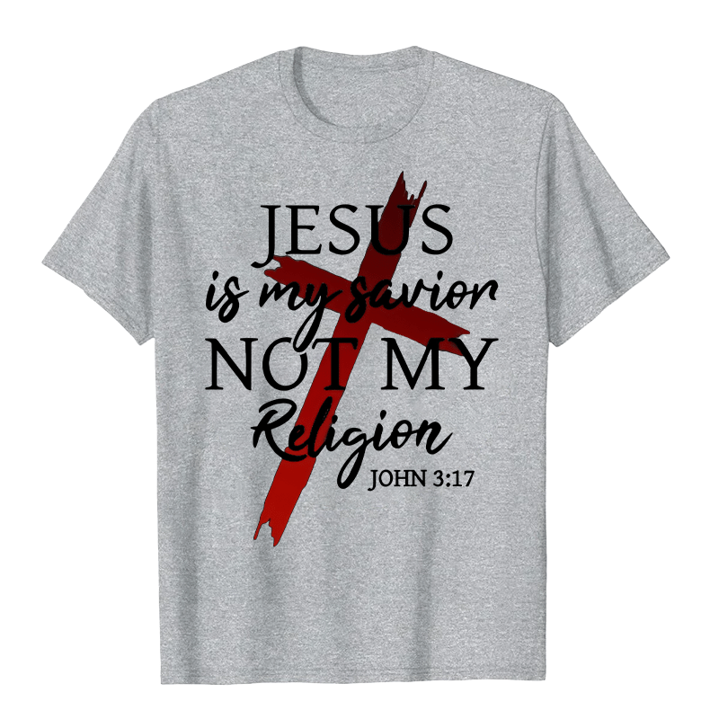 Christianartworkshop Jesus Is My Savior Not My Religion God Faith Cross Unisex T-shirt - Grey - 2XL - image 7