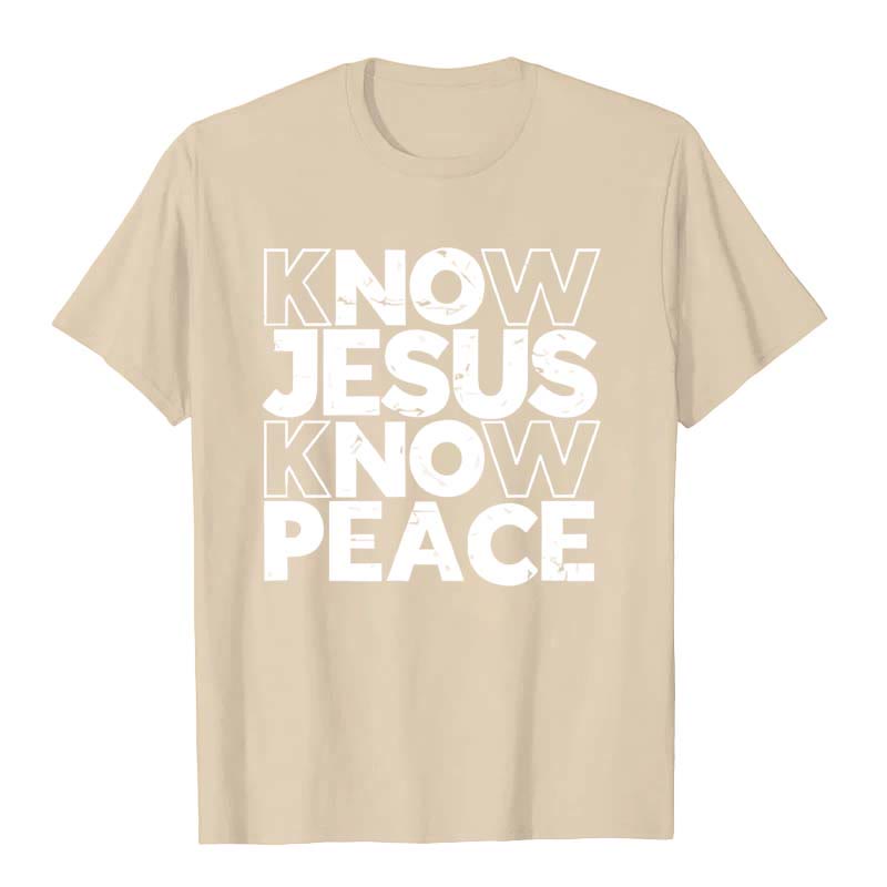 Christianartworkshop Minimalist Know Jesus Know Peace Typography Unisex T-shirt - Beige - 2XL - image 5