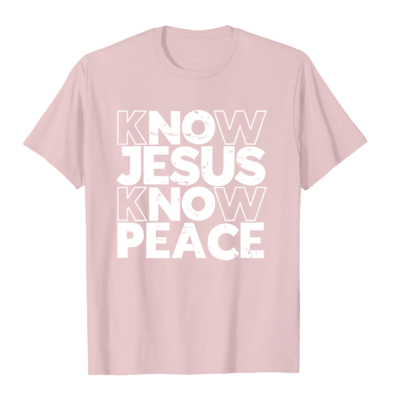 Christianartworkshop Minimalist Know Jesus Know Peace Typography Unisex T-shirt - Light Pink - 2XL - image 6
