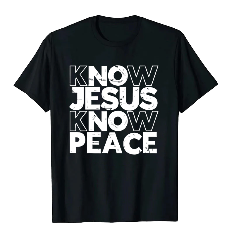Christianartworkshop Minimalist Know Jesus Know Peace Typography Unisex T-shirt - Black - 2XL - image 3