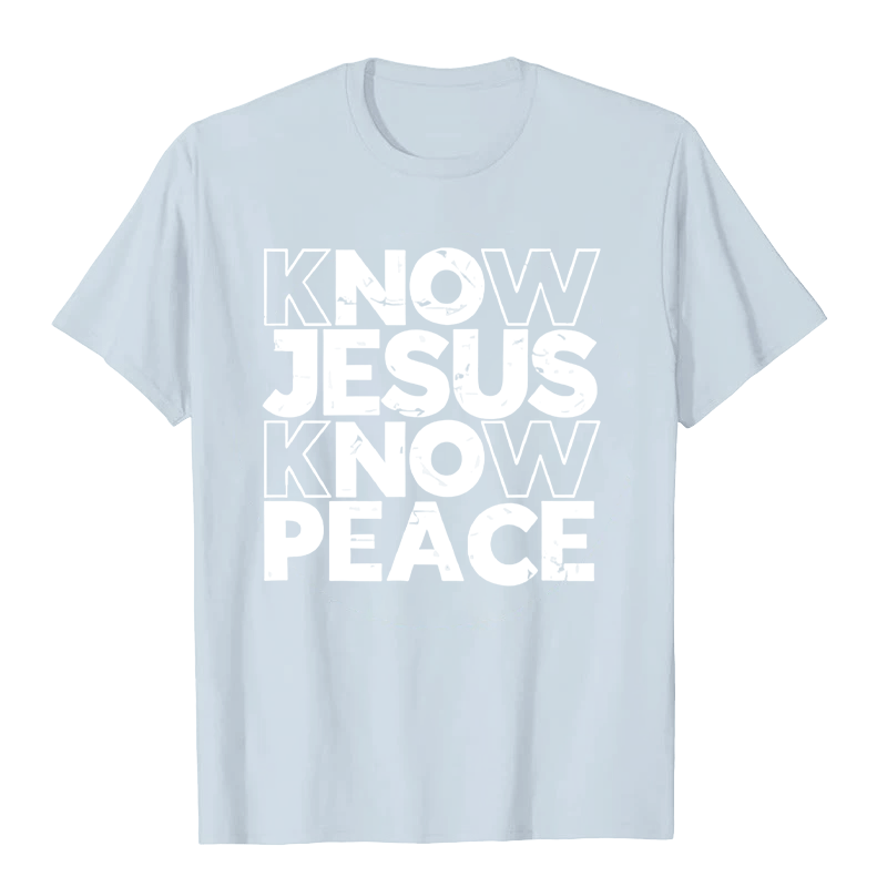 Christianartworkshop Minimalist Know Jesus Know Peace Typography Unisex T-shirt - Light Blue - 2XL - image 9