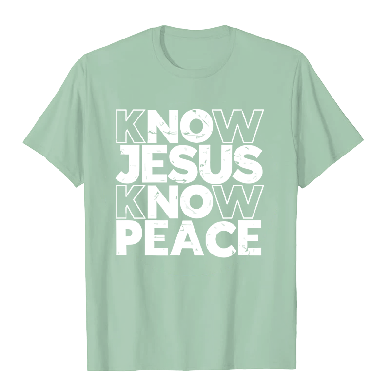Christianartworkshop Minimalist Know Jesus Know Peace Typography Unisex T-shirt - Light Green - 2XL - image 8