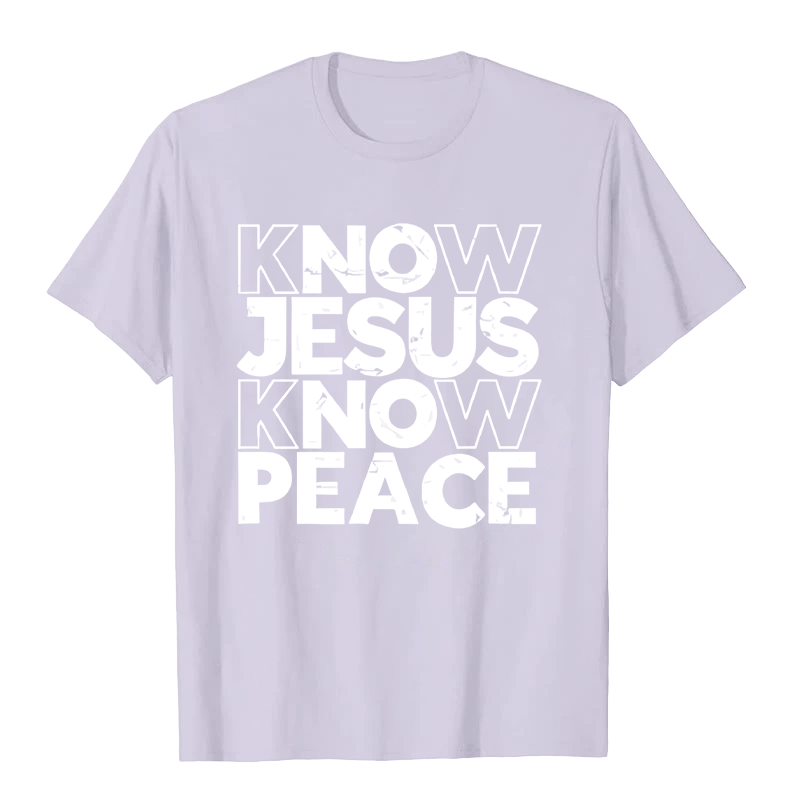 Christianartworkshop Minimalist Know Jesus Know Peace Typography Unisex T-shirt - Light Purple - 2XL - image 7