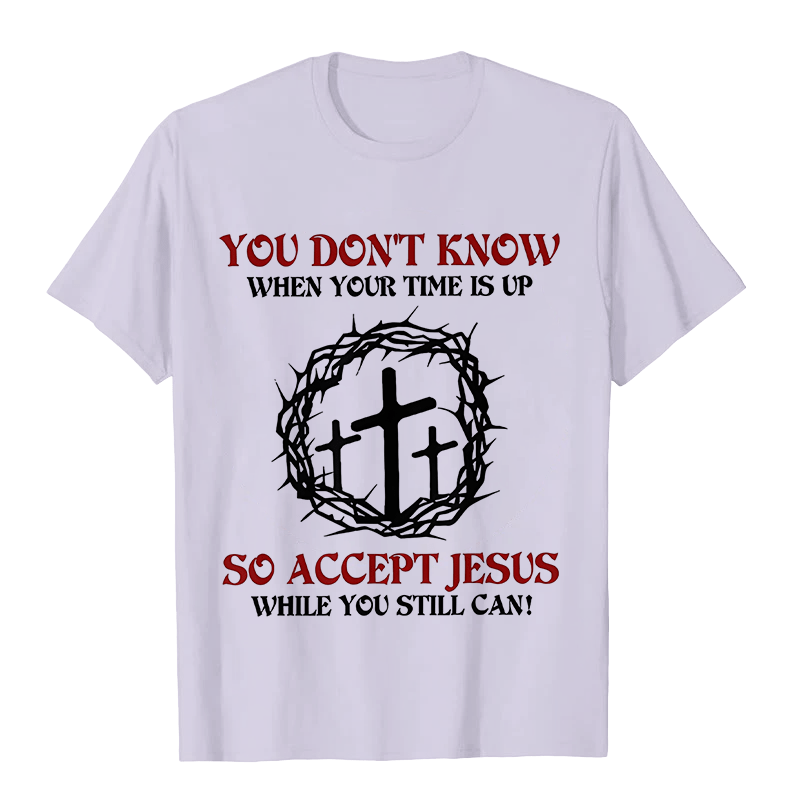 Christianartworkshop Religious Warning Accept Jesus Thorn Crown Cross Unisex T-shirt - Light Purple - 2XL - image 4