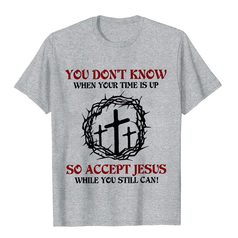 Christianartworkshop Religious Warning Accept Jesus Thorn Crown Cross Unisex T-shirt - Grey - 2XL - image 4