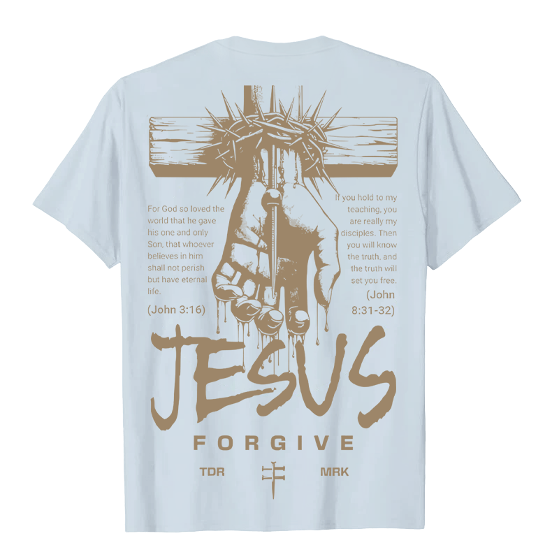 Christianartworkshop Religious Jesus Forgive Crown of Thorns Cross Unisex T-shirt - image 1