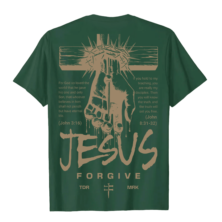 Christianartworkshop Religious Jesus Forgive Crown of Thorns Cross Unisex T-shirt - image 23