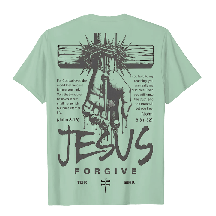 Christianartworkshop Religious Jesus Forgive Crown of Thorns Cross Unisex T-shirt - image 15