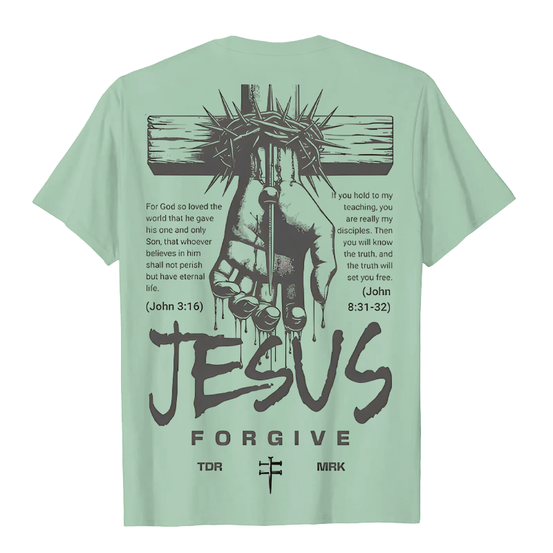 Christianartworkshop Religious Jesus Forgive Crown of Thorns Cross Unisex T-shirt - image 17