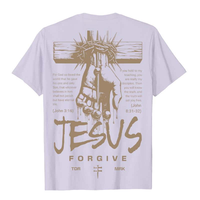Christianartworkshop Religious Jesus Forgive Crown of Thorns Cross Unisex T-shirt - image 11