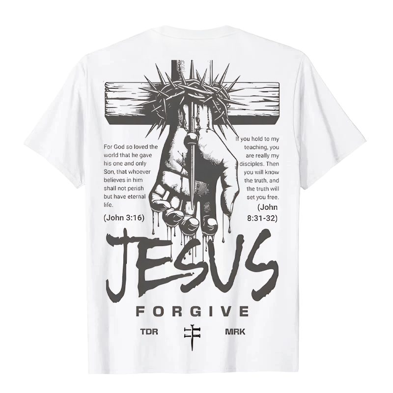 Christianartworkshop Religious Jesus Forgive Crown of Thorns Cross Unisex T-shirt - image 8