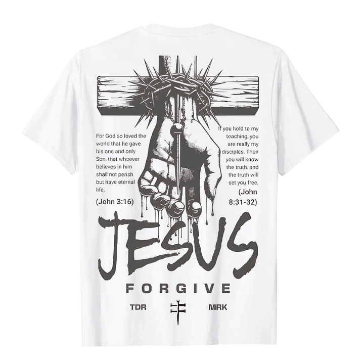 Christianartworkshop Religious Jesus Forgive Crown of Thorns Cross Unisex T-shirt - image 8