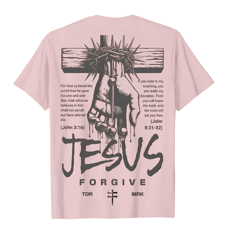 Christianartworkshop Religious Jesus Forgive Crown of Thorns Cross Unisex T-shirt - image 18