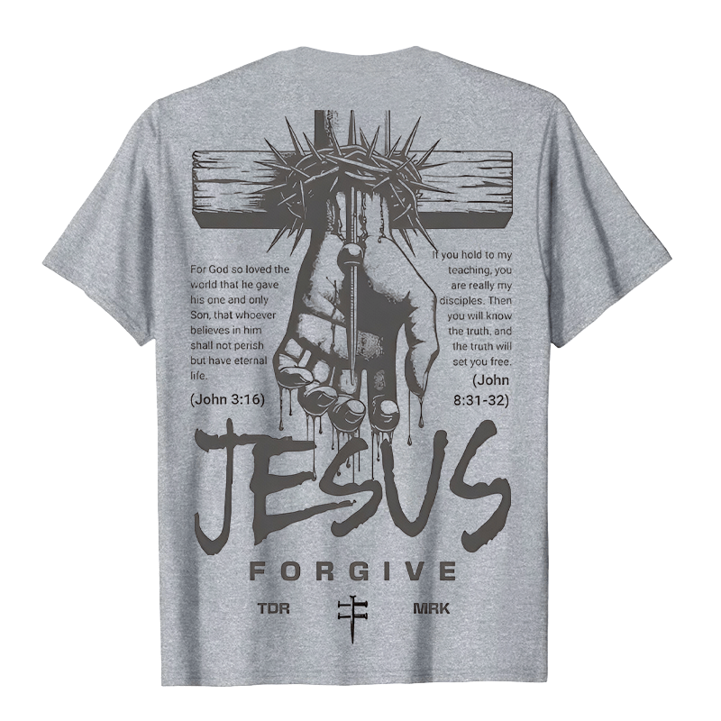 Christianartworkshop Religious Jesus Forgive Crown of Thorns Cross Unisex T-shirt - image 14