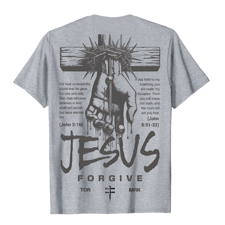 Christianartworkshop Religious Jesus Forgive Crown of Thorns Cross Unisex T-shirt - image 14