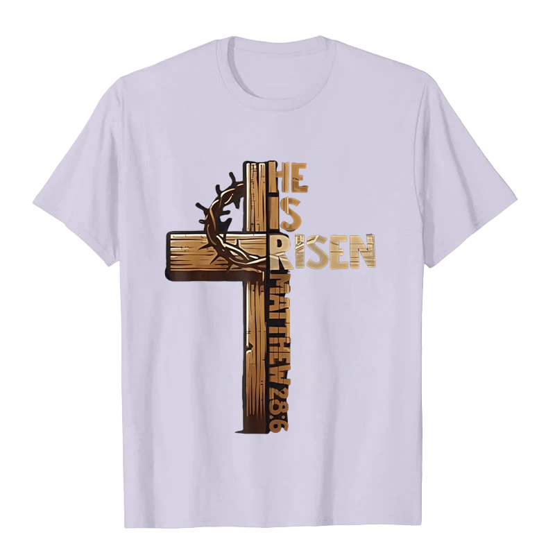 Christianartworkshop He Is Risen Cross & Crown of Thorns Unisex T-shirt - Light Purple - 2XL - image 4