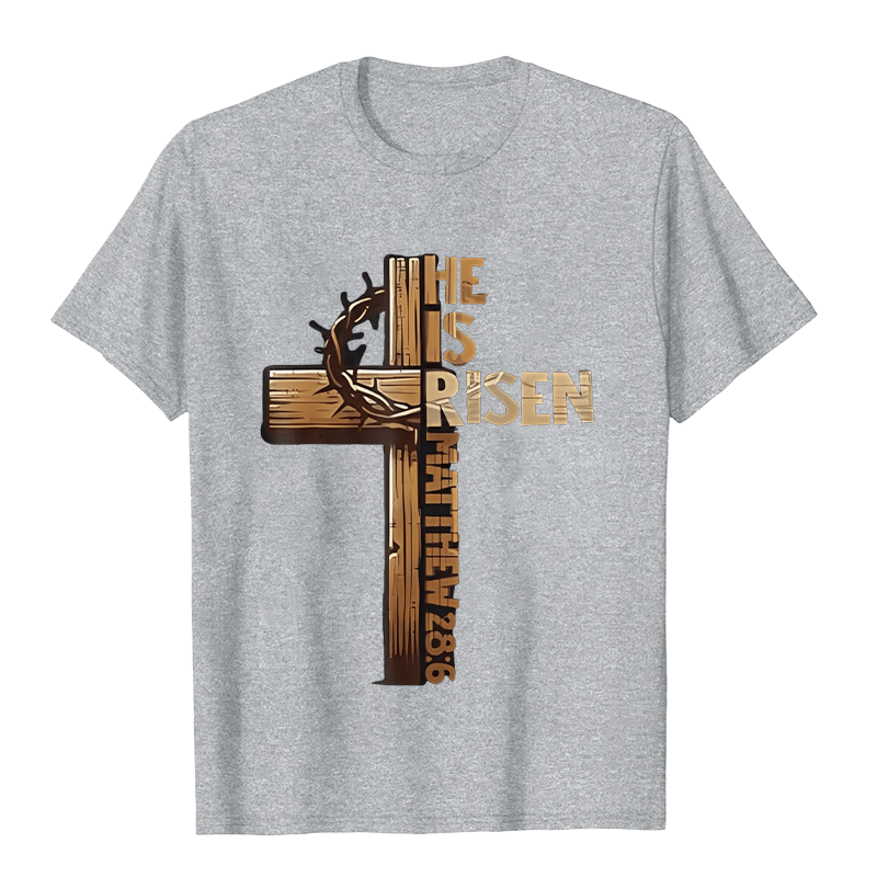 Christianartworkshop He Is Risen Cross & Crown of Thorns Unisex T-shirt - Grey - 2XL - image 10