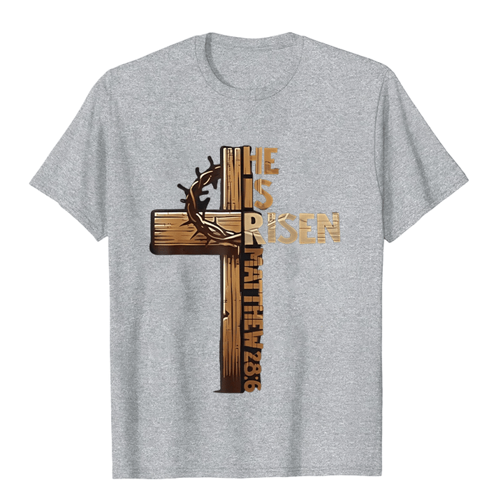 Christianartworkshop He Is Risen Cross & Crown of Thorns Unisex T-shirt - Grey - 2XL - image 8