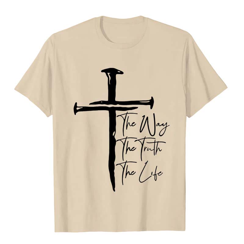 Christianartworkshop Faith - Based Black Cross The Way The Truth The Life Unisex T-shirt - Beige - 2XL - image 7