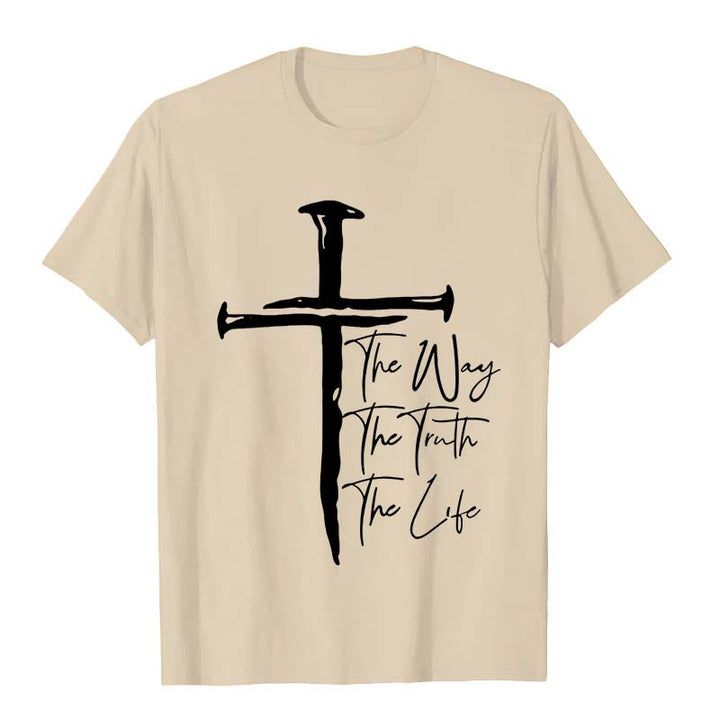 Christianartworkshop Faith - Based Black Cross The Way The Truth The Life Unisex T-shirt - Beige - 2XL - image 7