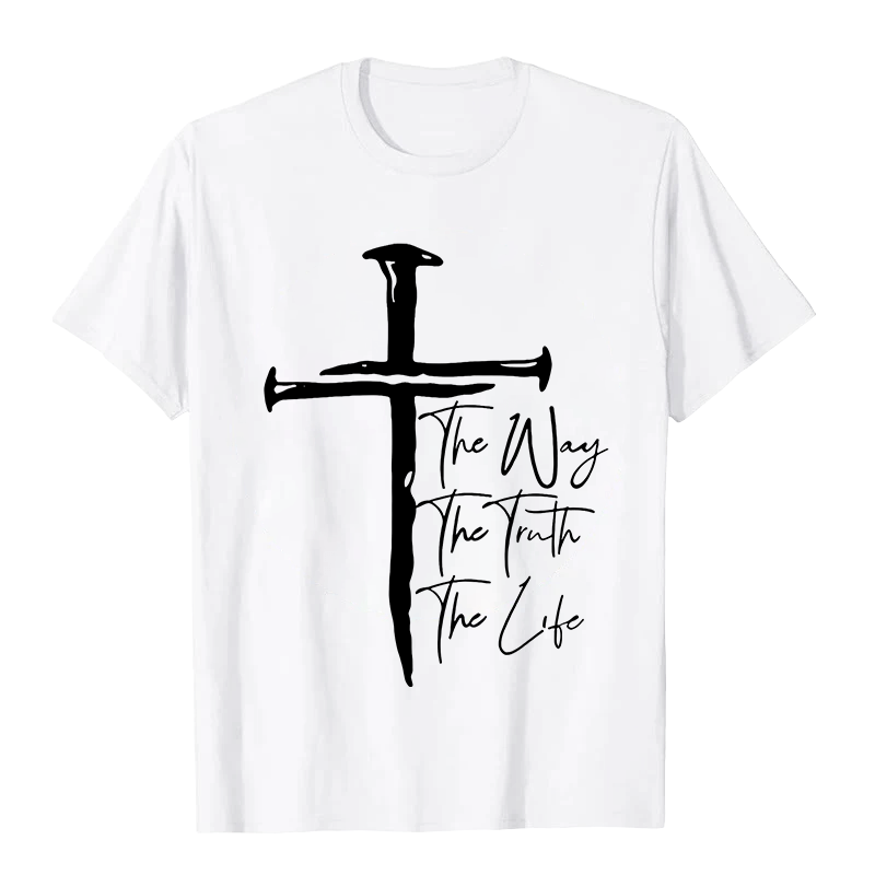 Christianartworkshop Faith - Based Black Cross The Way The Truth The Life Unisex T-shirt - White - 2XL - image 3