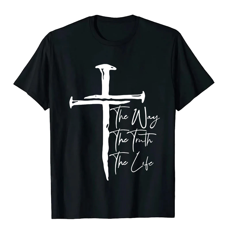 Christianartworkshop Faith - Based Black Cross The Way The Truth The Life Unisex T-shirt - Black - 2XL - image 5