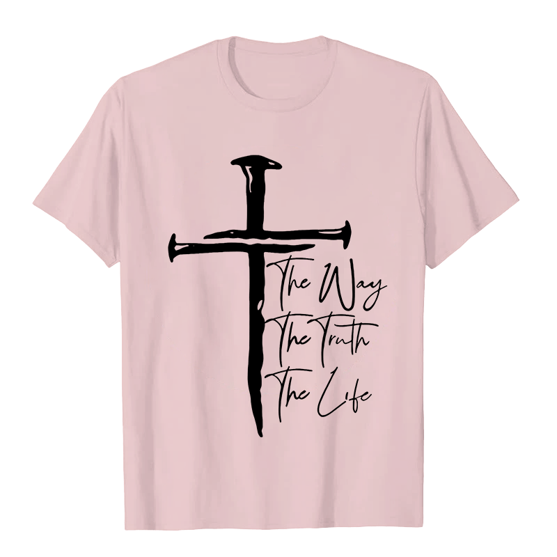 Christianartworkshop Faith - Based Black Cross The Way The Truth The Life Unisex T-shirt - Light Pink - 2XL - image 10