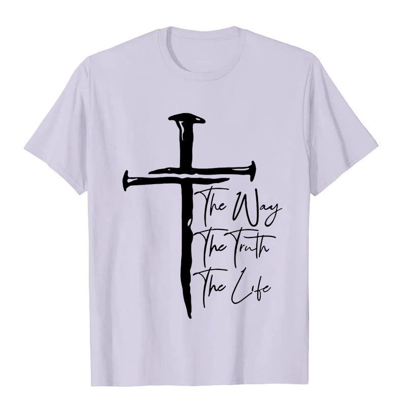 Christianartworkshop Faith - Based Black Cross The Way The Truth The Life Unisex T-shirt - Light Purple - 2XL - image 1