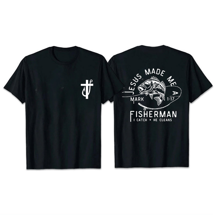 Christianartworkshop Jesus Made Me A Fisherman Mark 1:17 Unisex T-shirt - Black - 2XL - image 5