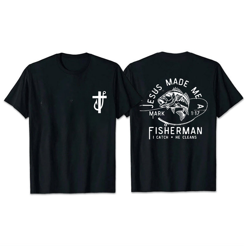 Christianartworkshop Jesus Made Me A Fisherman Mark 1:17 Unisex T-shirt - Black - 2XL - image 7
