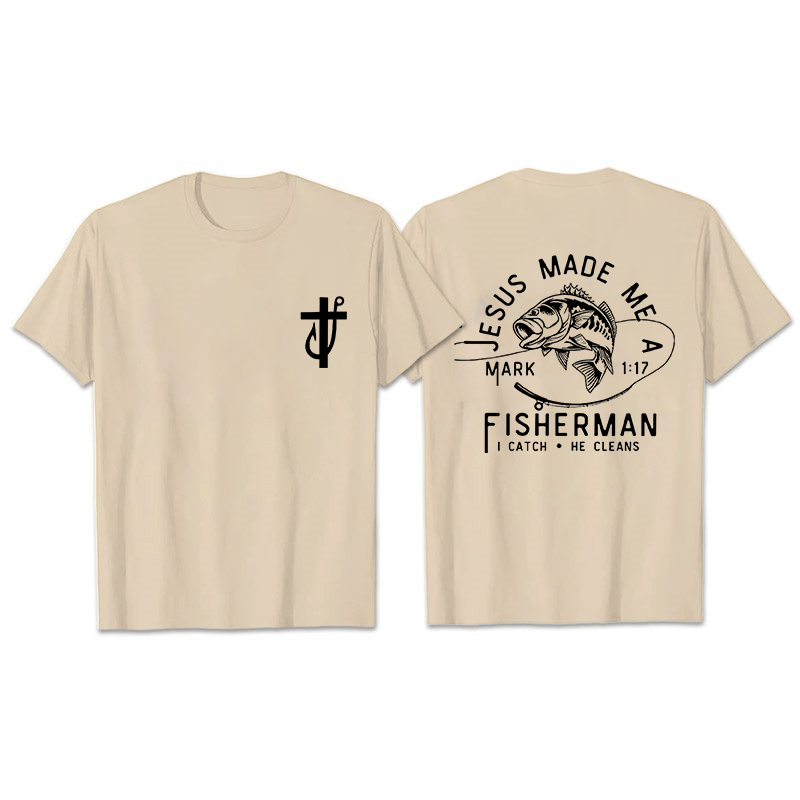 Christianartworkshop Jesus Made Me A Fisherman Mark 1:17 Unisex T-shirt - Beige - 2XL - image 16