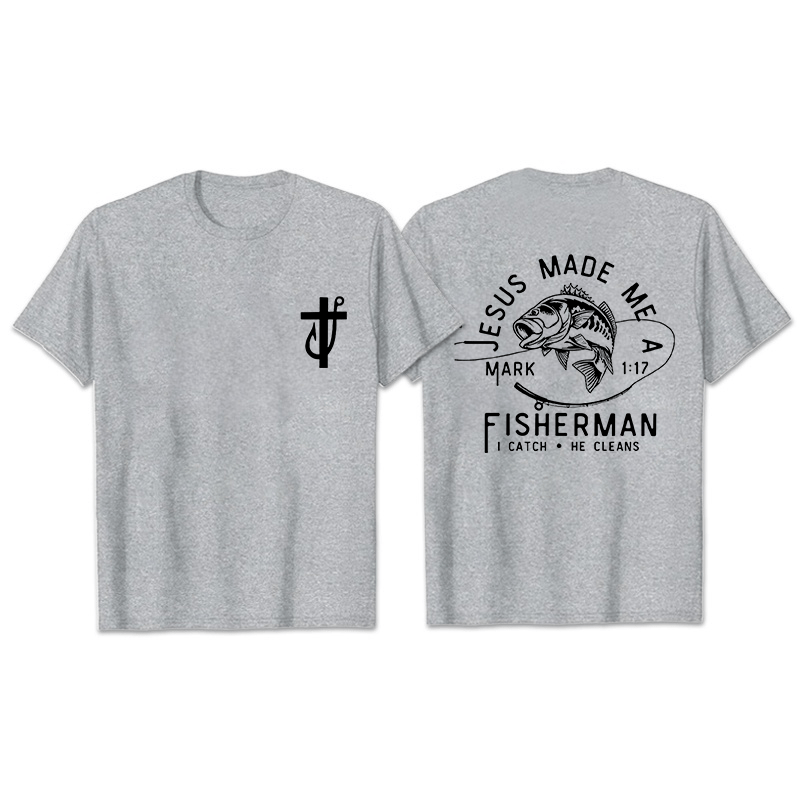 Christianartworkshop Jesus Made Me A Fisherman Mark 1:17 Unisex T-shirt - Grey - 2XL - image 26