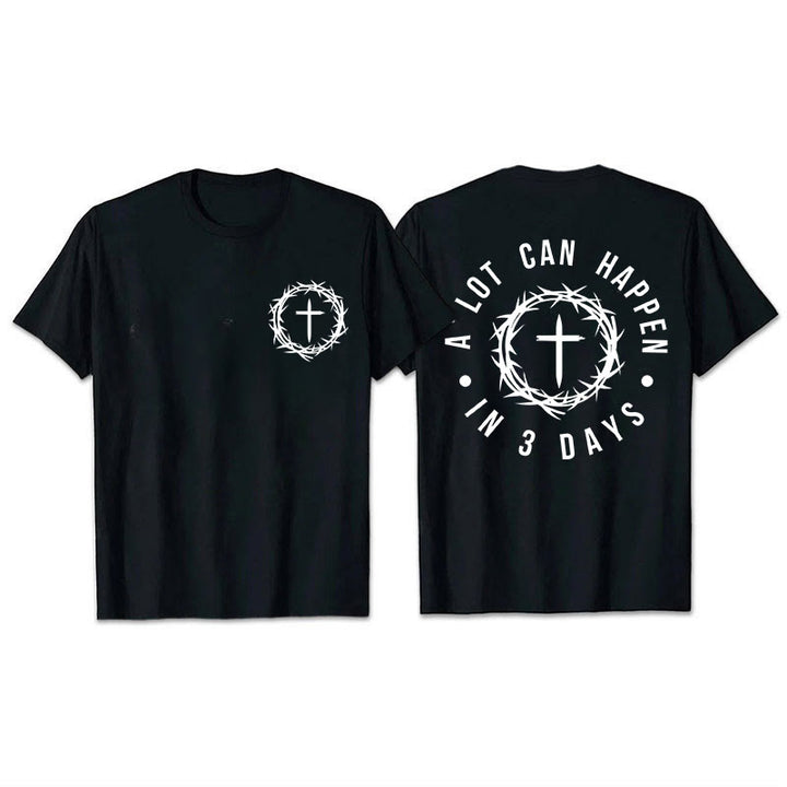 Christianartworkshop A Lot Can Happen In 3 Days Thorn Crown Cross Unisex T-shirt - Black - 2XL - image 7