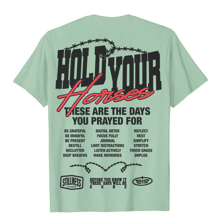 Christianartworkshop Casual Style Hold Your Horses Graphic Unisex T-shirt - image 20