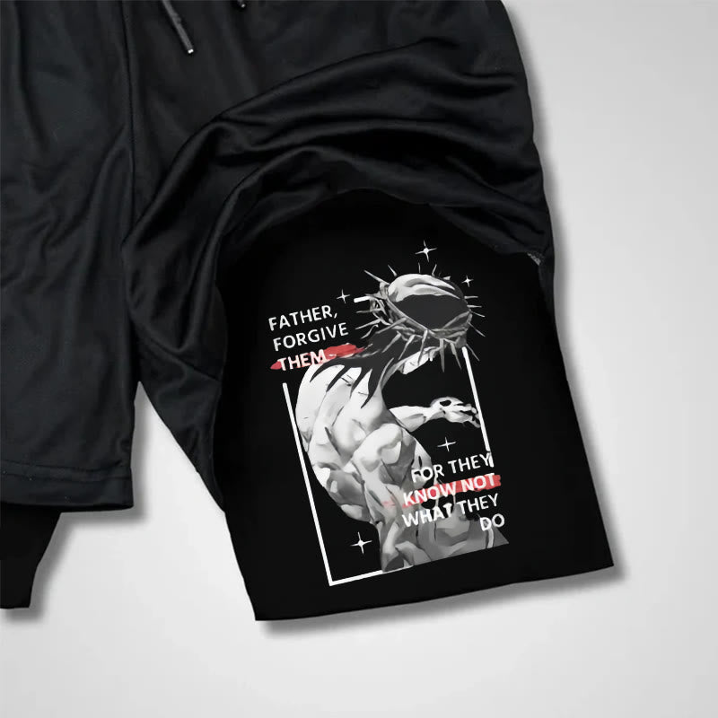 Christianartworkshop Father Forgiven Them Christian Performance Shorts - image 4